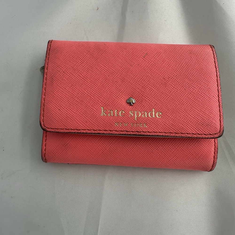Kate Spade Card Holder Wallet Pink Saffiano Leather Laurel Way Christine